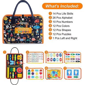 Children's Educational Felt Busy Board Double-Sided Children's Learning Early Education Printed Dressing Board Montessori Children's Learning Board