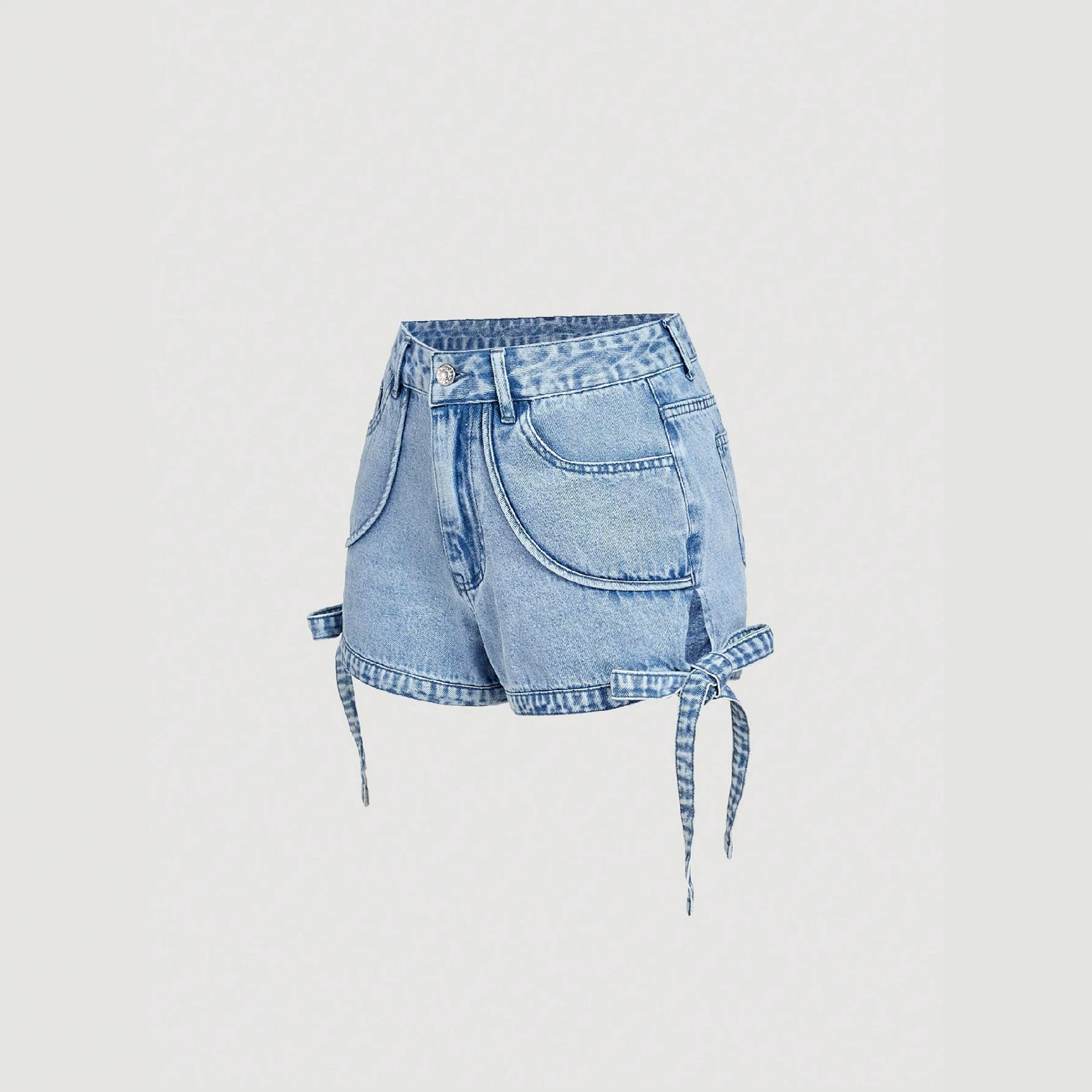 Casual Womens Denim Shorts Slim Fit Drawstring Design Versatile Style Perfect for Summer Ready to Ship