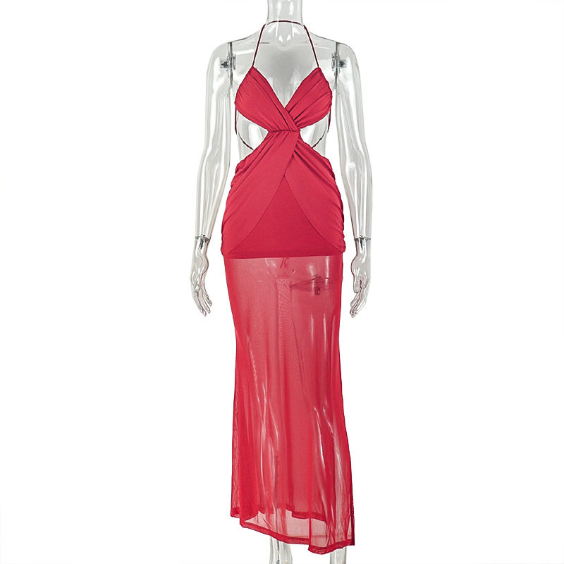 Backless Ruched Bodycon Dress Sleeveless Low Cut Solid Color Elegant Evening Wear for Parties Wholesale Available