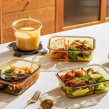 Crisper microwave oven heating food grade refrigerator sealed lunch box for office workers glass bento lunch box