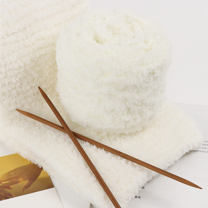Scarf handmade diy wool coral fleece hand-woven scarf special coarse wool ball velvet ball towel line knitting