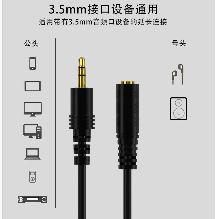 3.5mm audio cable male to female extension line aux car headset audio speaker extension connection wholesale audio cable