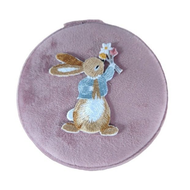 Cute Little Rabbit Jewelry Box Embroidered Cartoon Jewelry Storage Box Gold Velvet High-End Jewelry Earrings Storage Box