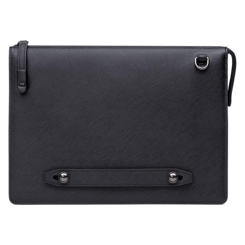 Túi clutch nam cầm tay da vân chữ thập cỡ trung đựng điện thoại và tài liệu