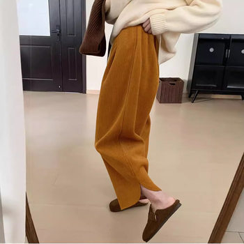 Pregnant Women's Chenille Belly Slimming Loose Autumn and Winter Granny Pants Pregnant Women's European Cotton Velvet Casual Wide Leg Straight Leg Pants fleece-lined