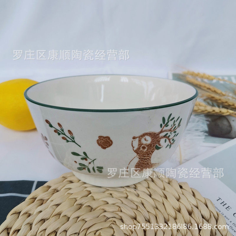 Ceramic bowls and plates wholesale stall Net red deer a deer have you home ceramic bowl soup ancient soup basin ceramic plate