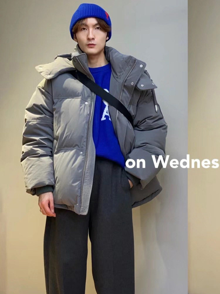 Non-diamond velvet high fluffy genuine down jacket men's and women's same 450g 90 white duck down thickened hooded coat winter clothing