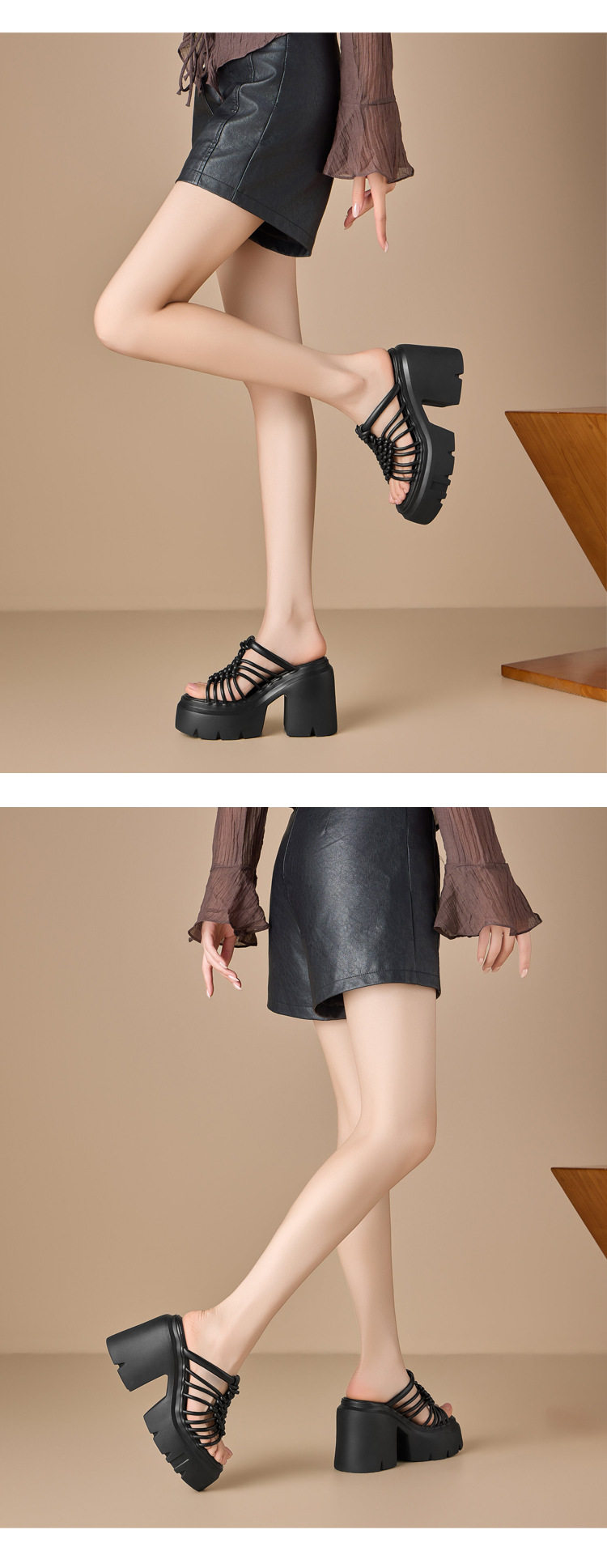 Dép sandal nữ xỏ ngón đế bệt dệt mùa hè thoáng khí — [Trắng kem], [Đen], [Vàng nhạt] chi tiết 6