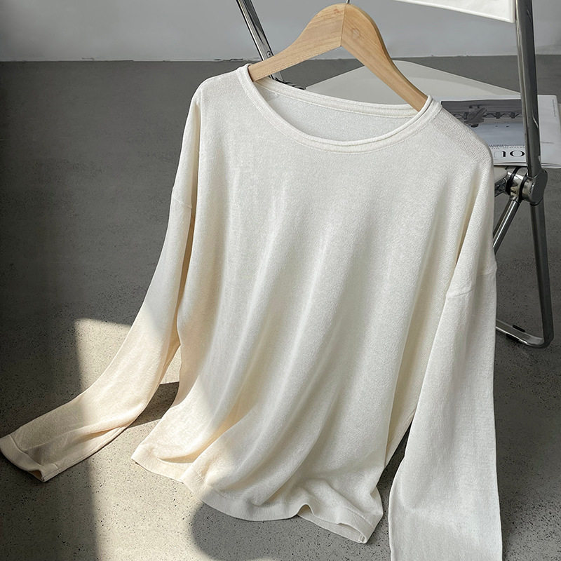 滔川  CHAO好看糖果色针织罩衫女圆领慵懒风防晒长袖上衣SZ5603