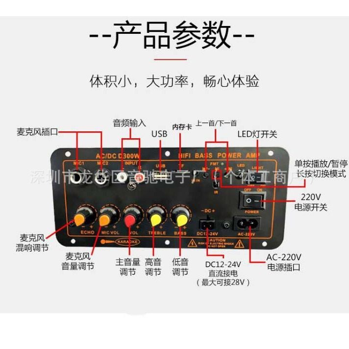 Cross-Border Hot Selling D300 Power Amplifier Board 24V Car Power Amplifier Motherboard High Power 12V Plug-In Card Bluetooth Power Amplifier