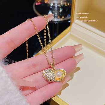Forest-Style Shell Pearl Necklace, Simple and Elegant, Fashionable Clavicle Chain, Light Luxury Niche Pendant, 2024 New Model