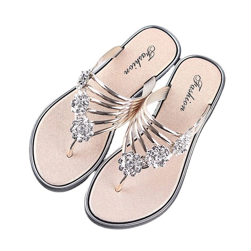 New High-End Women's Slippers, Summer Flip-Flops, Flat-Soled Flip-Flops for Women, Versatile, Casual, Non-Slip and Wear-Resistant for Outer Wear