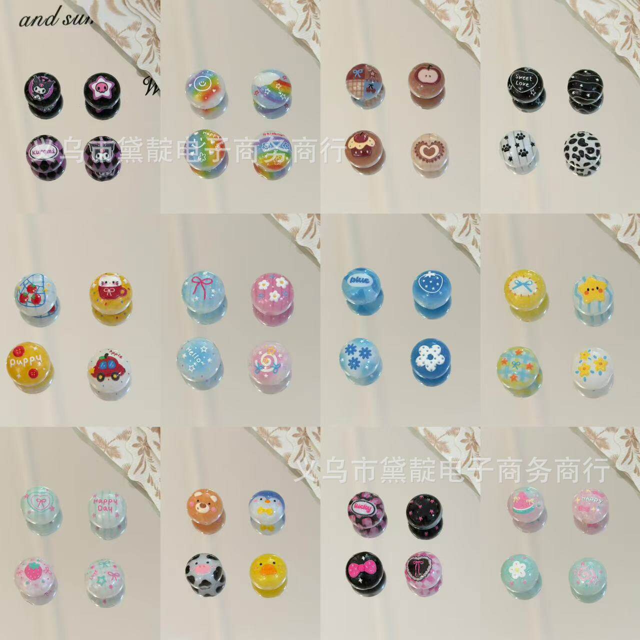 ชุดลูกปัดขนมหวานการ์ตูนแบบนูนทำจากอะคริลิก อุปกรณ์เสริม DIY สำหรับทำสร้อยโทรศัพท์ จี้กระเป๋า หัวเข็มขัดกุญแจ