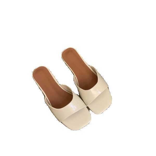 Korean Style Flat Slippers Silver Sandals Slippers Women's Summer Outfit Beach Slippers French Style Women's Shoes