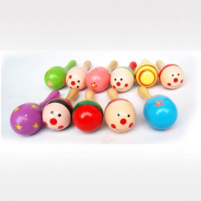 木制小沙锤 WM114练习抓握卡通沙球摇铃 0-3岁婴儿玩具 0.03