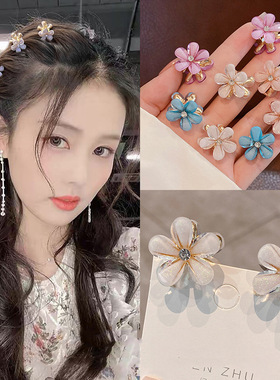 迷你树脂花朵合金小抓夹发饰小号发卡子侧边夹刘海夹小发夹发抓女