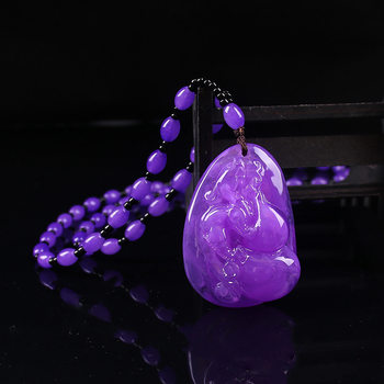 New Product Violet Gourd Pendant Imitation Beeswax Purple Water Drop Necklace for Men and Women Ethnic Style Selling Gift Woolen Chain