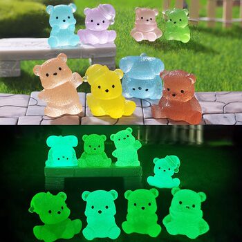 Luminous Bear Eight Color Micro Landscape Cute Doll Home Ornaments Keychain Decorations Cultural and Creative Small Gifts