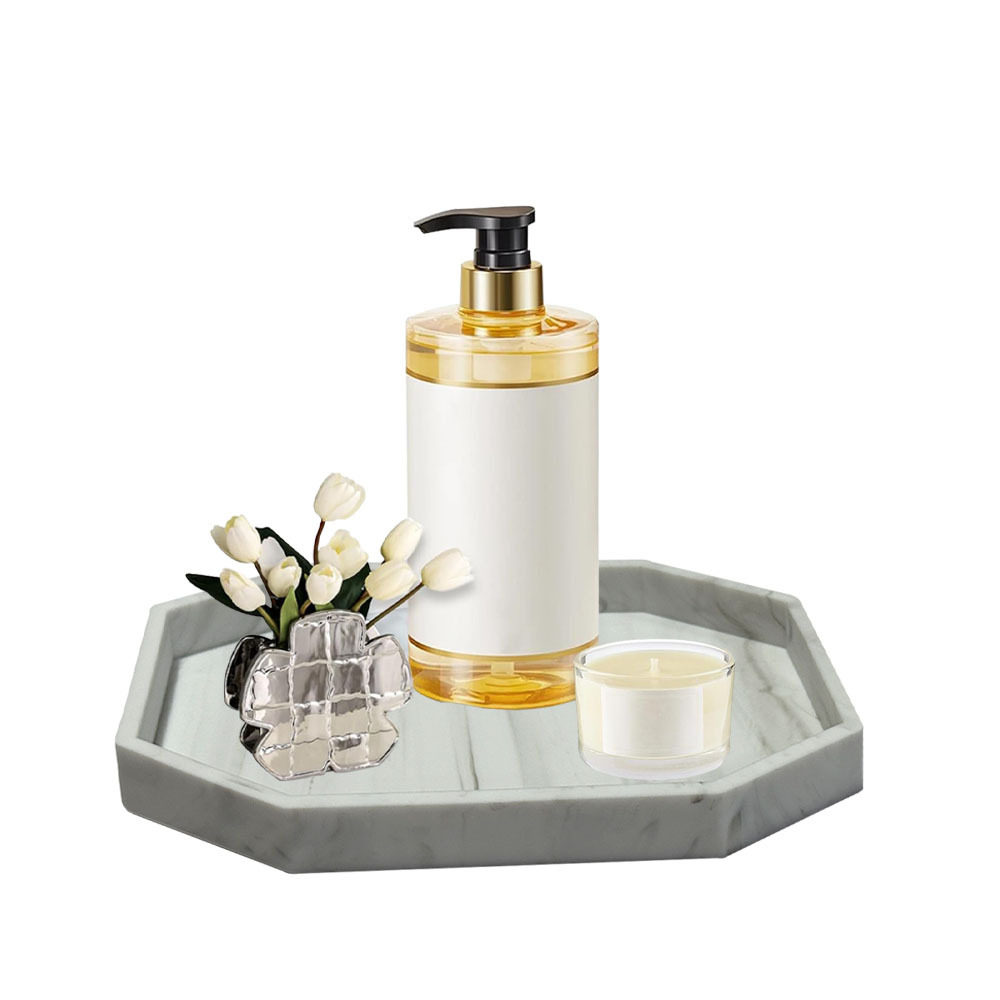 Eight-Sided Bathroom Storage Box, Non-Slip Bedside Table, Coffee Table, Jewelry Desktop Storage Tray, Marble-Patterned Wash Tray