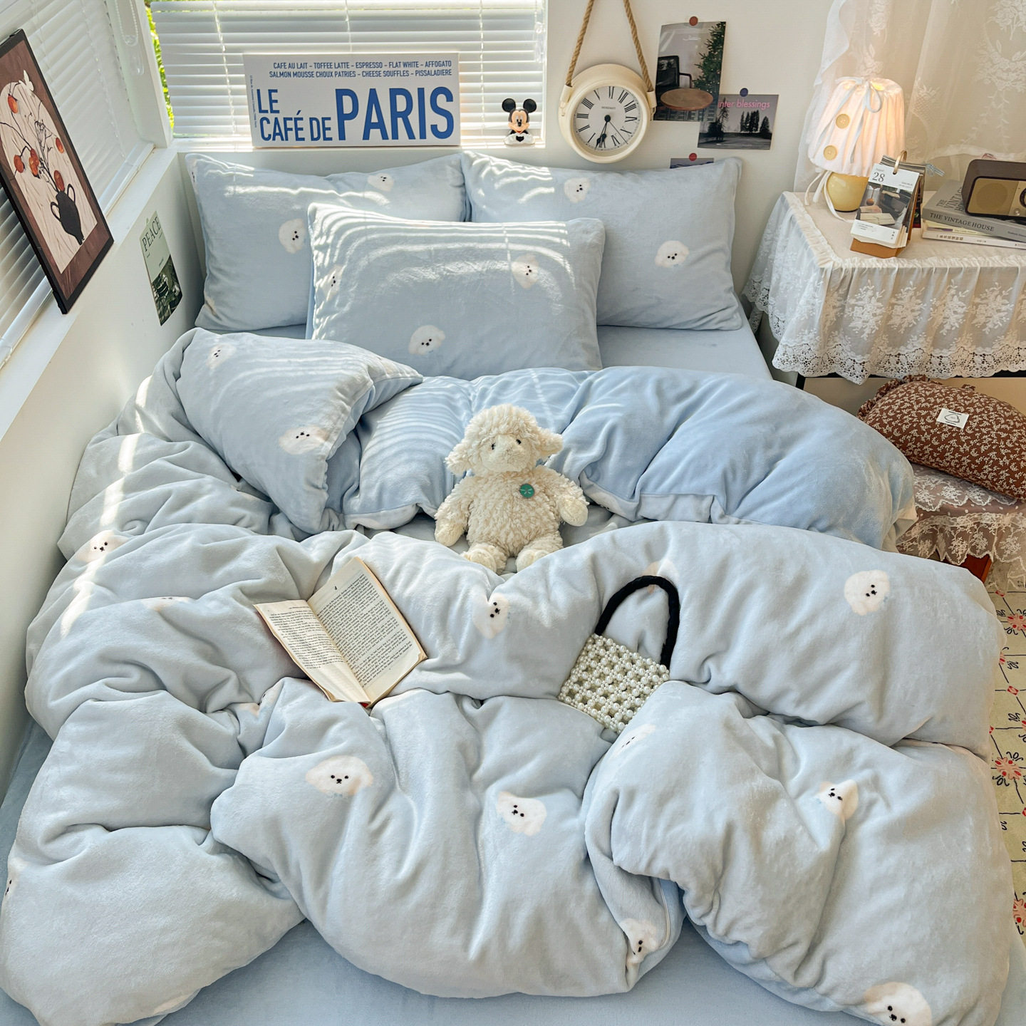 2025 New Type a Milk Velvet Four-Piece Winter Skin-Friendly Thickeneded Ins Style Dormitory Three-Piece Bed Bed Sheets Quilt Cover~~