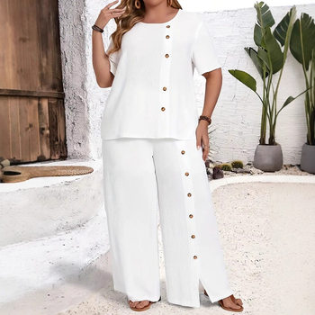 Cross-Border Temu Aliexpress Amazon New European and American Pure Color Button Casual Loose Fit Suit