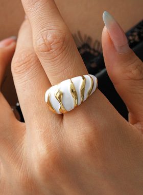 Pattern opening ring 滴油不规则纹路开口戒指小众级感简约手饰