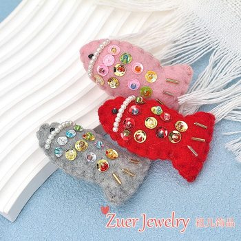 Wool Felt Finished Small Fish Handmade Beaded Sequin Small Fish Cute and Exquisite DIY Brooch Badge Decorative Accessories