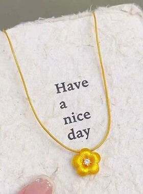 沙金项链拉丝花朵黄铜饰品