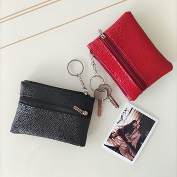 New Popular Soft Leather Card Holder for Men and Women, Fashionable Keychain Pendant, Mini Gift Storage Bag, Coin Purse