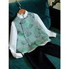 New Chinoiserie National Style Tang Suit Green Printed Vest Jacket Women's Spring and Summer Waistoutwear Buttoned Vest