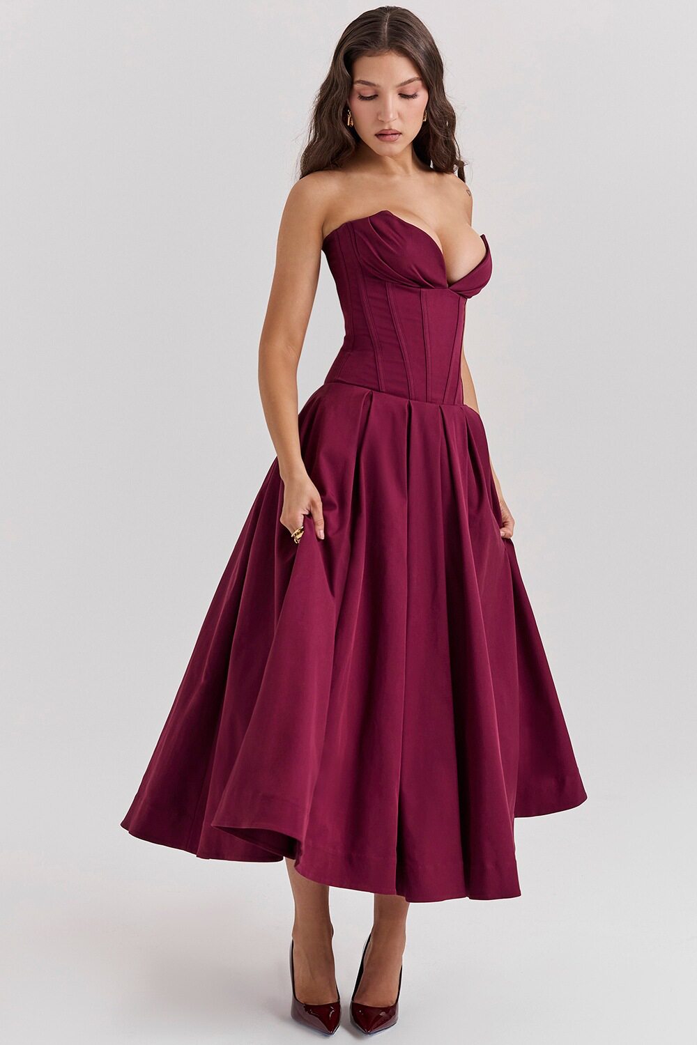 Sleeveless Midi Dress Solid Color Sexy Style Spring Fashion Wholesale Womens Apparel low MOQ
