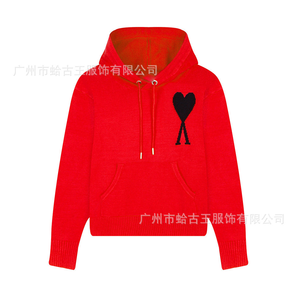 秋冬新款高领爱心毛衣男女条纹青年桃心跨境外贸休闲套头针织衫