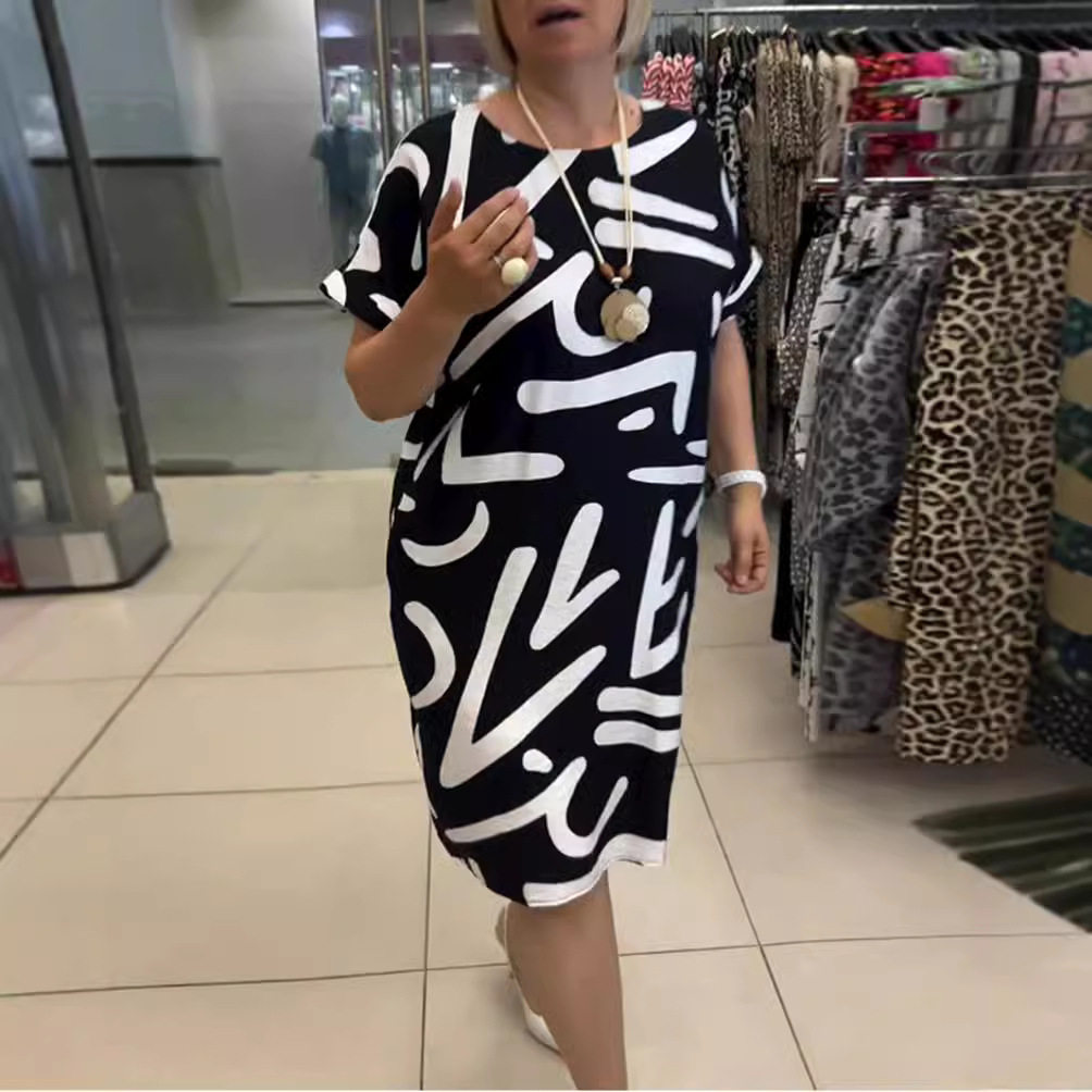 Fashionable Womens Loose Fit V Neck Short Sleeve Dress Floral Print Autumn Collection Wholesale Available