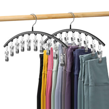 Multi-functional windproof metal hanger 10 clip pants socks underwear silk scarf storage hanger space saving hanger