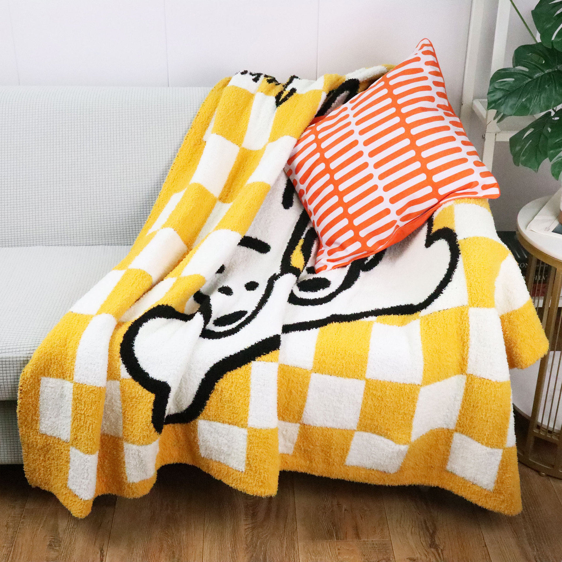 Puppy Half-Velvet Sofa Blanket Air-Conditioned Room Warm Shawl Blanket Office Nap Simple Knitted Thread Blanket Blanket