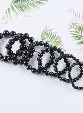 仿黑曜石圆珠手链玻璃手串时尚简约跑江湖地摊摆摊水晶手链