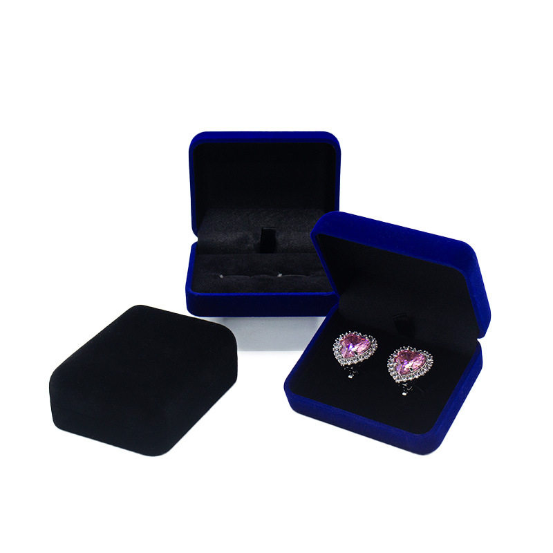 Men's Business Cufflinks Box High-end Flocking Gift Box Earrings Stud Earrings Packaging Box Flannel Flip Jewelry Storage Box