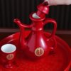 Wholesale Wedding Toast Cup and Flask Set Chinese Wedding Banquet Festive Cup Wine Red Small Wine Glass
