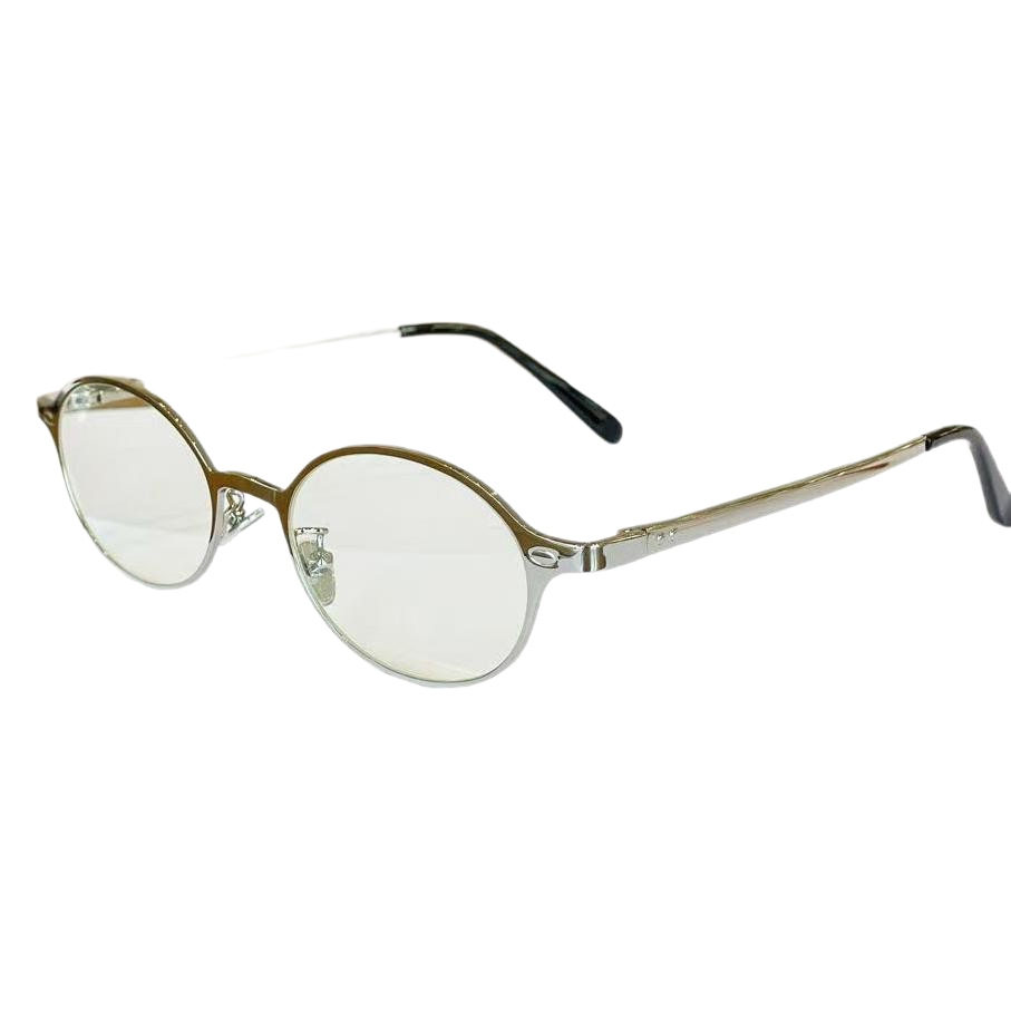 Nerd Personality Light Luxury Oval Frame Glasses Metal Myopia Glasses Frame Spring Leg Anti-Blue Light Korean Style Glasses