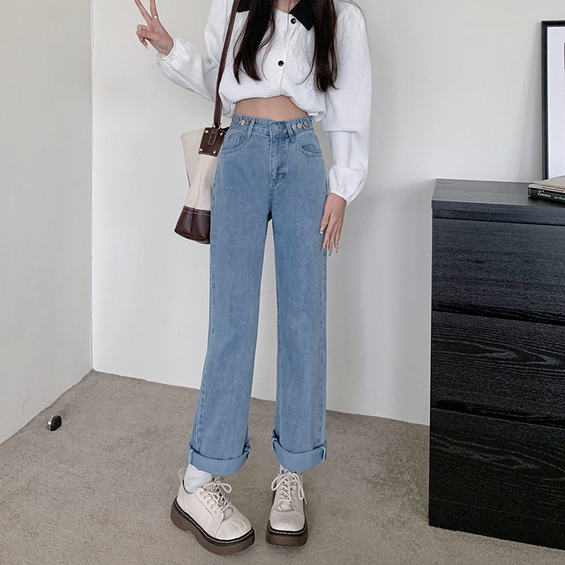 Womens Vintage Loose Fit Denim Jeans Spring Collection High Waisted Flattering Casual Straight Leg Wholesale