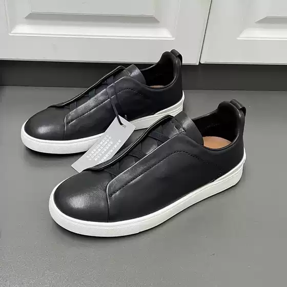 New Jania Foreign Trade European Men's Shoes Leather Casual High-end Board Shoes Loose White Shoes Slip-on Lazy