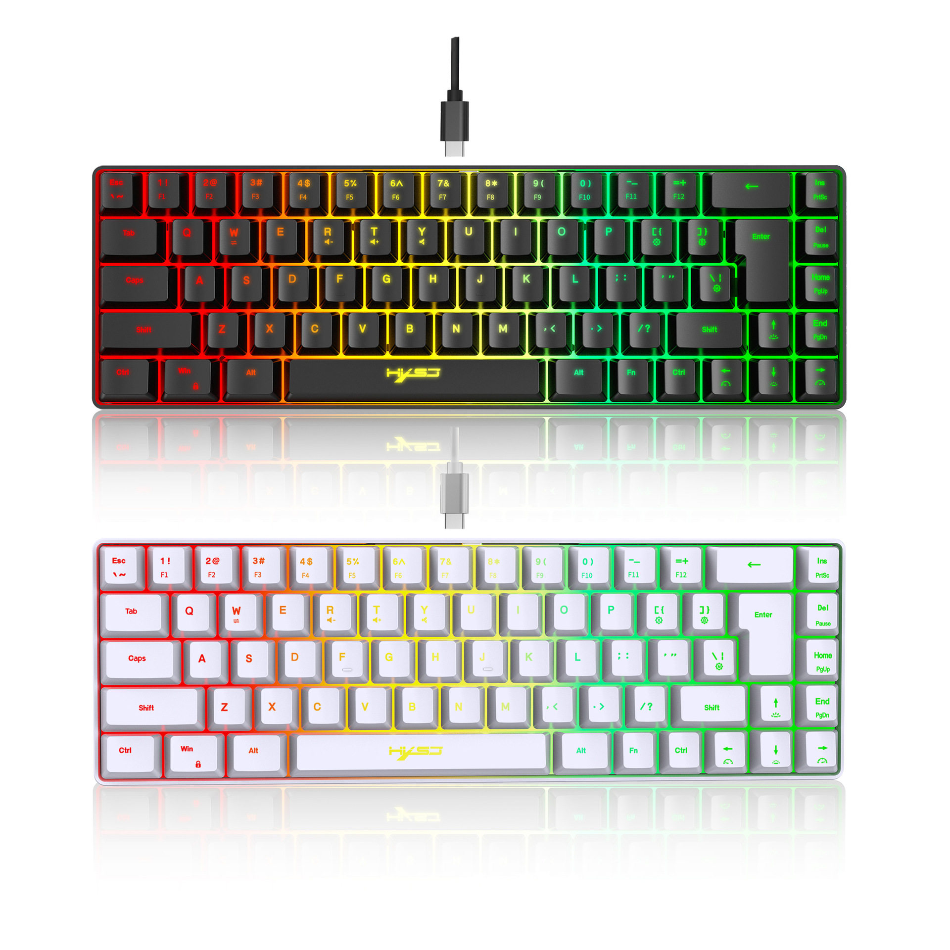 Wired portable 68-key mechanical feel Film gaming keyboard ABS material RGB backlight cross-border in stock