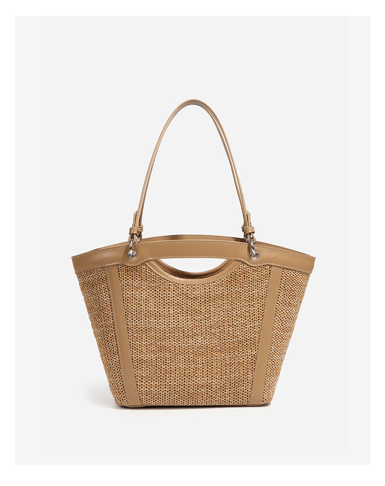 Túi tote nữ đan cói đi biển dáng xô quai đôi — W2285 # đen