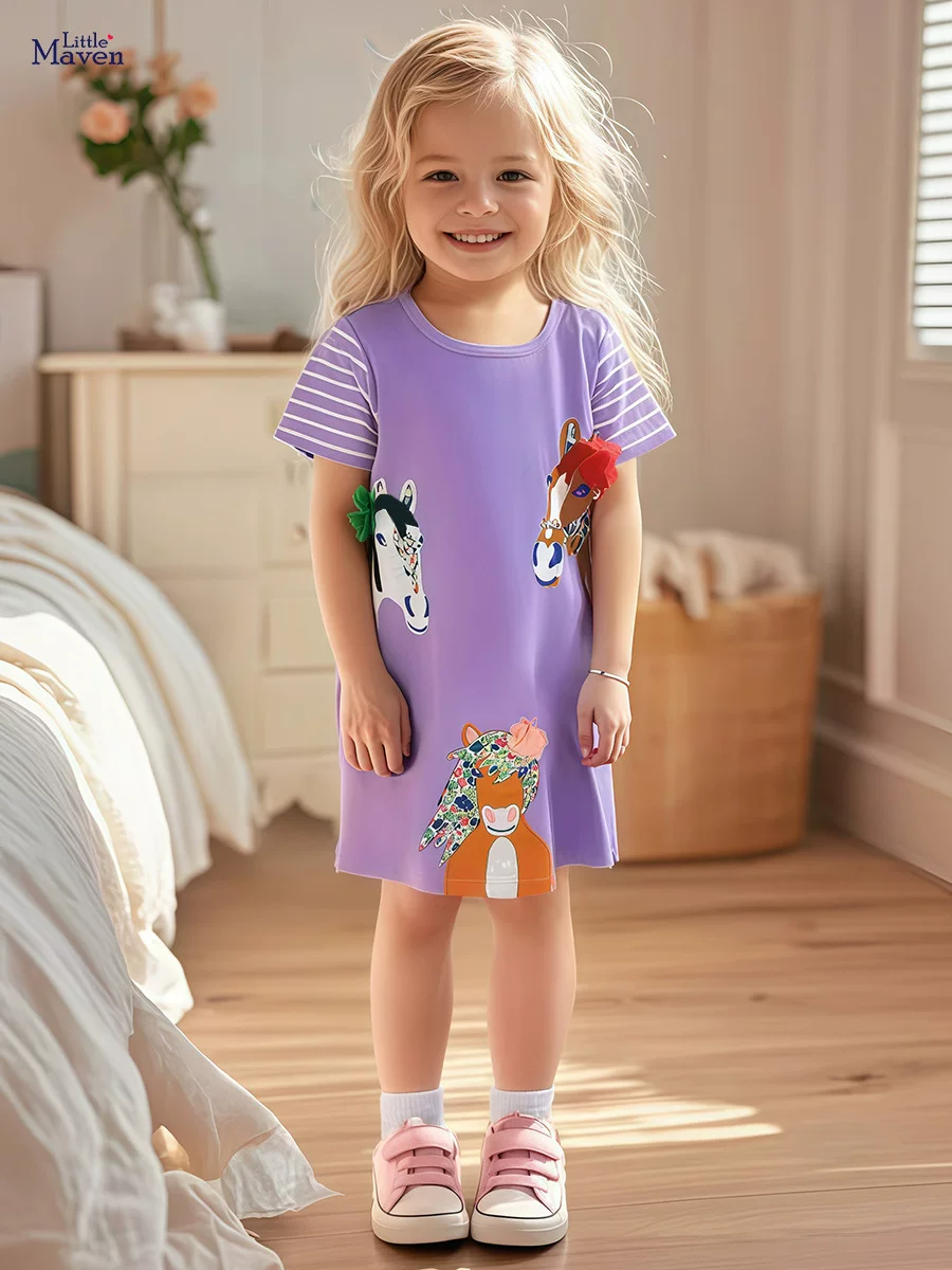 Girls' Summer Short-Sleeve Dress, Cartoon Kids' Dress Wholesale