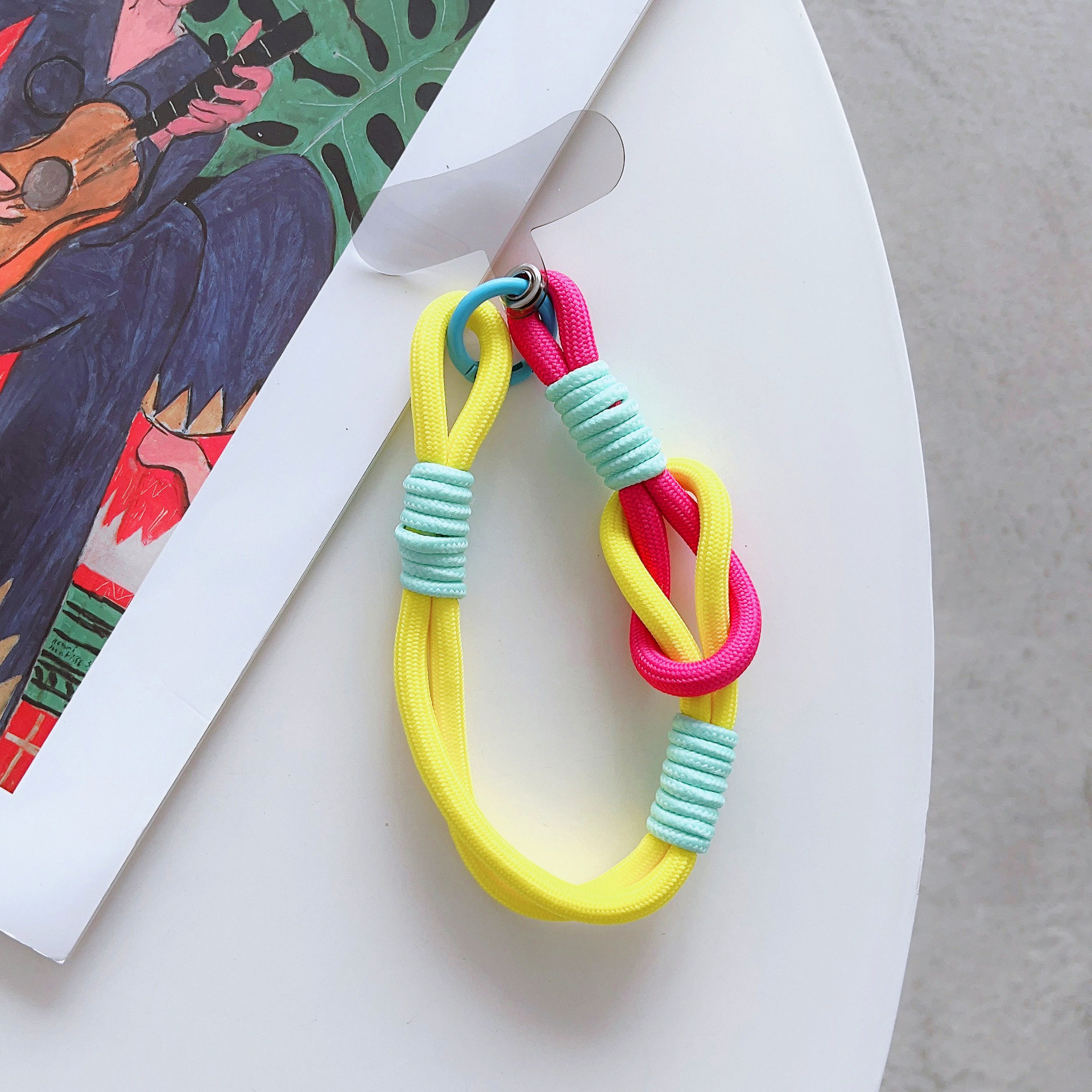 适用各种手机壳配件吊挂坠拼彩色短挂绳双边双头锁扣带卡片装饰品