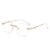 Photochromic Rimless Glasses for Women, Starry Sky Anti-Blue Light Photochromic Reading Glasses, Plain Glasses Frame, Metal Glasses