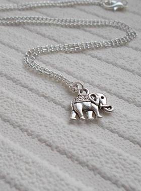 欧美跨境饰品 动物套装精致大象吊坠项链 简约耳饰 复古大象耳环