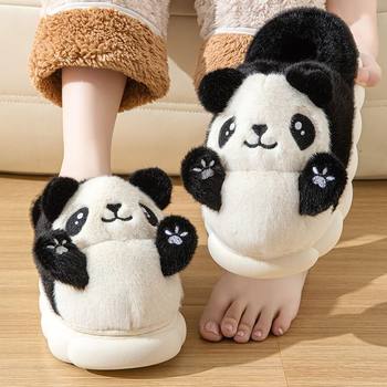 Panda Cotton Slippers for Women, Cute Cartoon Kidsren, Family Style, Kidsren Can Wear at Home, Comfortable, Silent and Beautiful Cotton Shoes