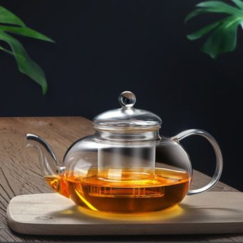 High Borosilicate High Temperature Resistant Transparent Glass Flower Teapot with Filter Liner Soaking Teapot Household Electric Pottery Stove Teapot