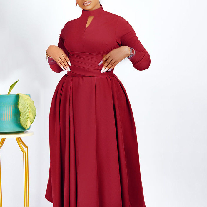 Plus Size African Style Dress Elegant Ruffled Design Flowy A Line Silhouette Fashionable for Casual Occasions